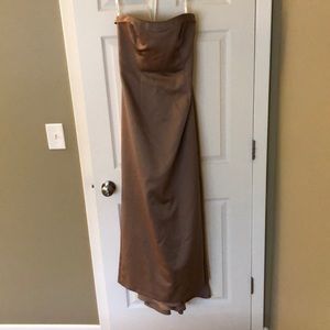 David’s Bridal brown strapless gown
